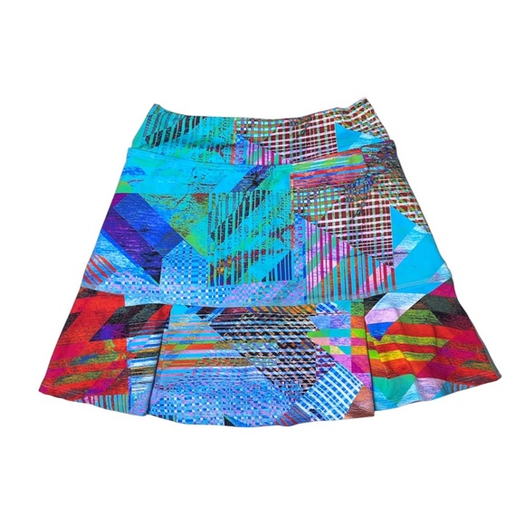 DONA JO DonaJo Jojo Skirt Skort Multicolored Abstract Print Size 1 Small 14.5" - Picture 3 of 7